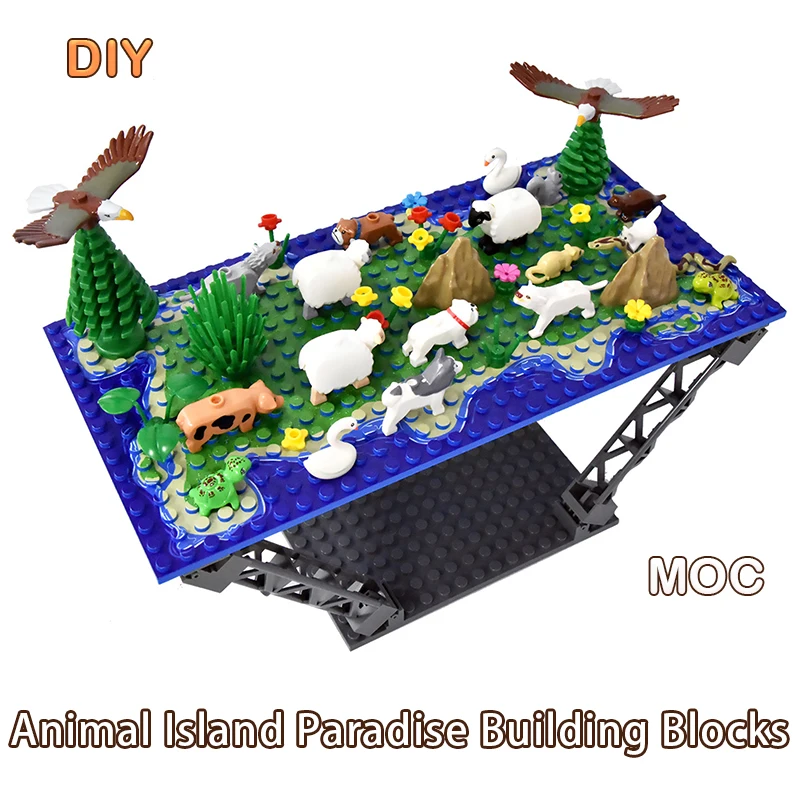 

Moc Animal Island Paradise, строительные блоки, креативные маленькие частицы, собранные сцены, кирпичи, детские развивающие забавные игрушки «сделай сам»