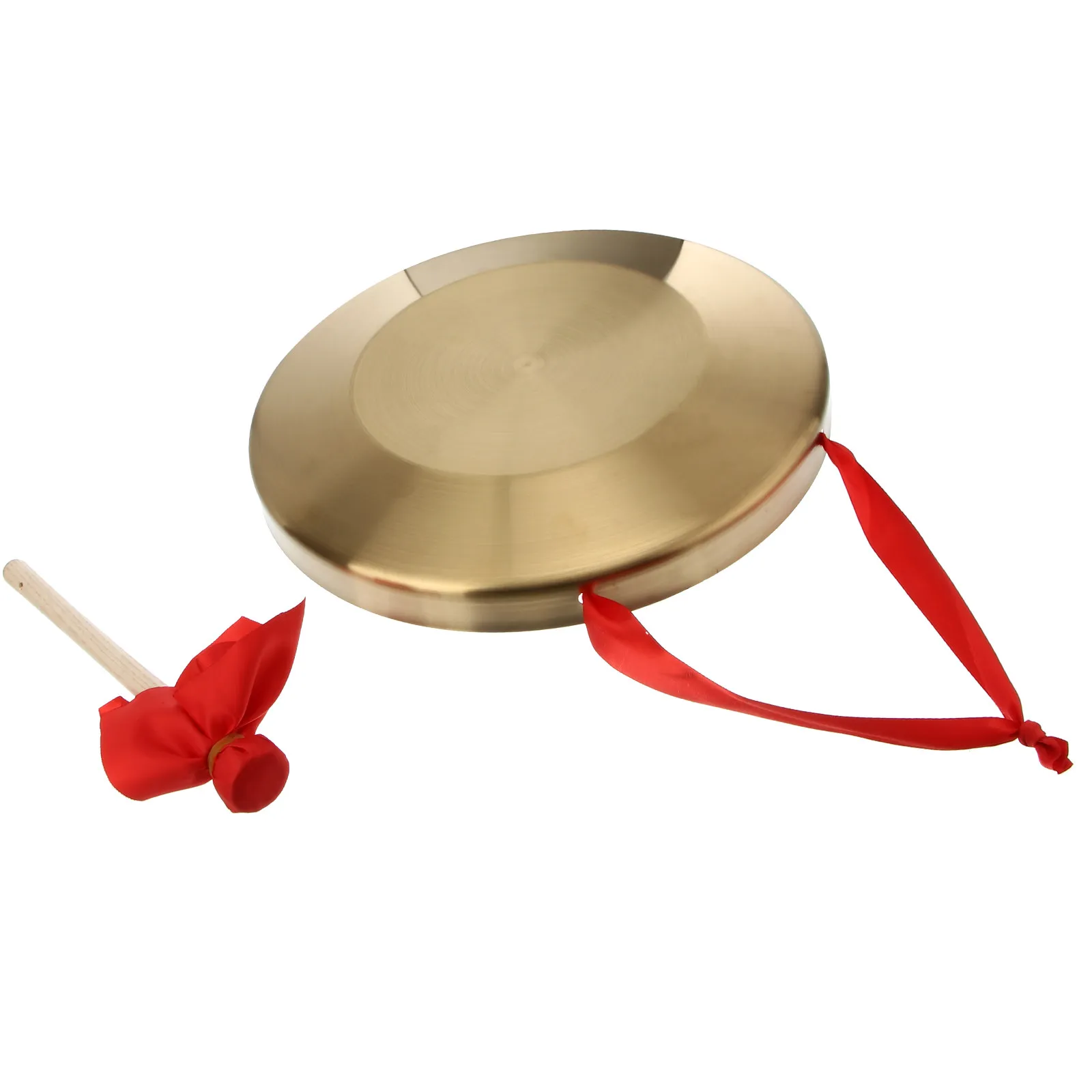 1Set Copper Gong Hand Made Traditional Chinese Gong Red Hand Percussion Instrument Hammer Clear Loud Sound Training Creativity