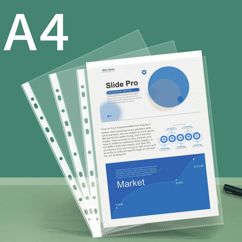 High - Quality 11 Hole Inner Page File Bags in A4 Format - Tough Material, Multipurpose for Business and Study Use