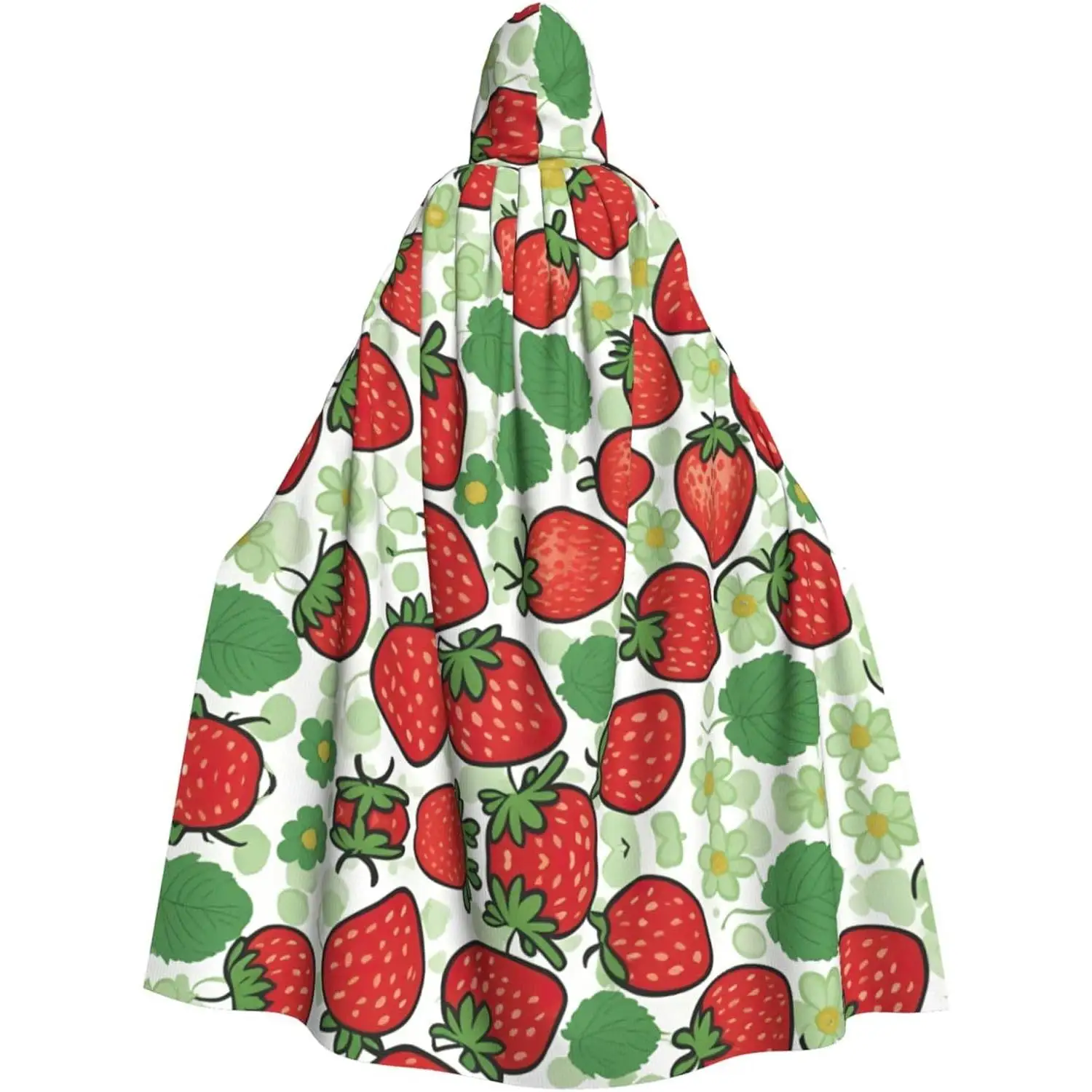 

Strawberry Pattern Print Adults Hooded Cloak With Halloween Christmas Witch Cape Robe Costume Party