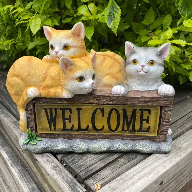 

Solar Resin Crafts Ornament Outdoor Garden Animal Cat Garden Lawn Decoration Light