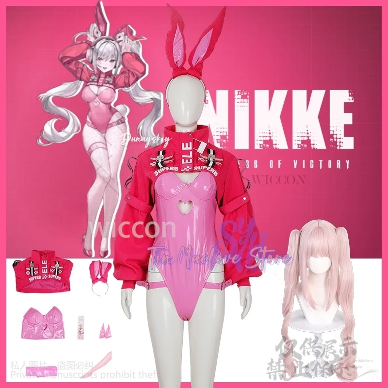 

Jirai Kei Girls Cute Anime Game NIKKE Cosplay Aliccee Costume Fan Art Original Uniform Hot Pink Bunny Girls Sexy Lovely Jumpsuit