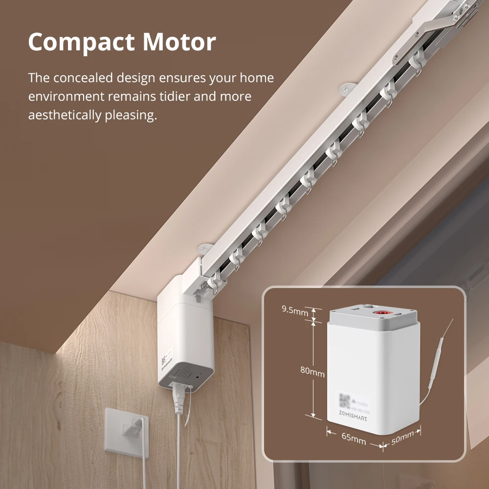 Zemismart Matter Thread Smart Motor with Splicing Curtain Track Support Homekit SmartThings Home Assistant Google Home MT03