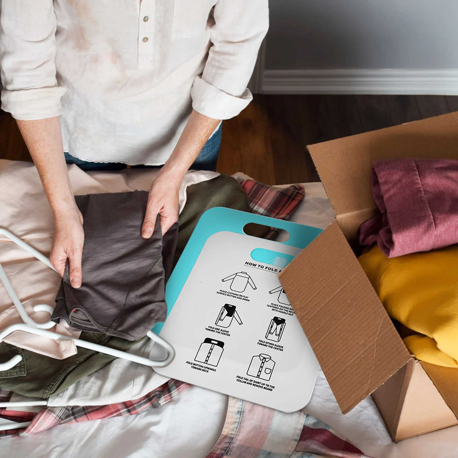 

2pcs Clothes Folding Board Shirt Folder T Shirt ganizer White Light Blue Adult Size Easy Use Travel Laundry Tool