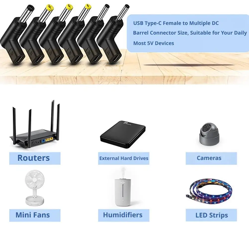USB C PD to DC Power Connector Universal 5V 9V 12V Type C to DC Jack Plug Charging Adapter Converter for Router Tablet Mini Fan