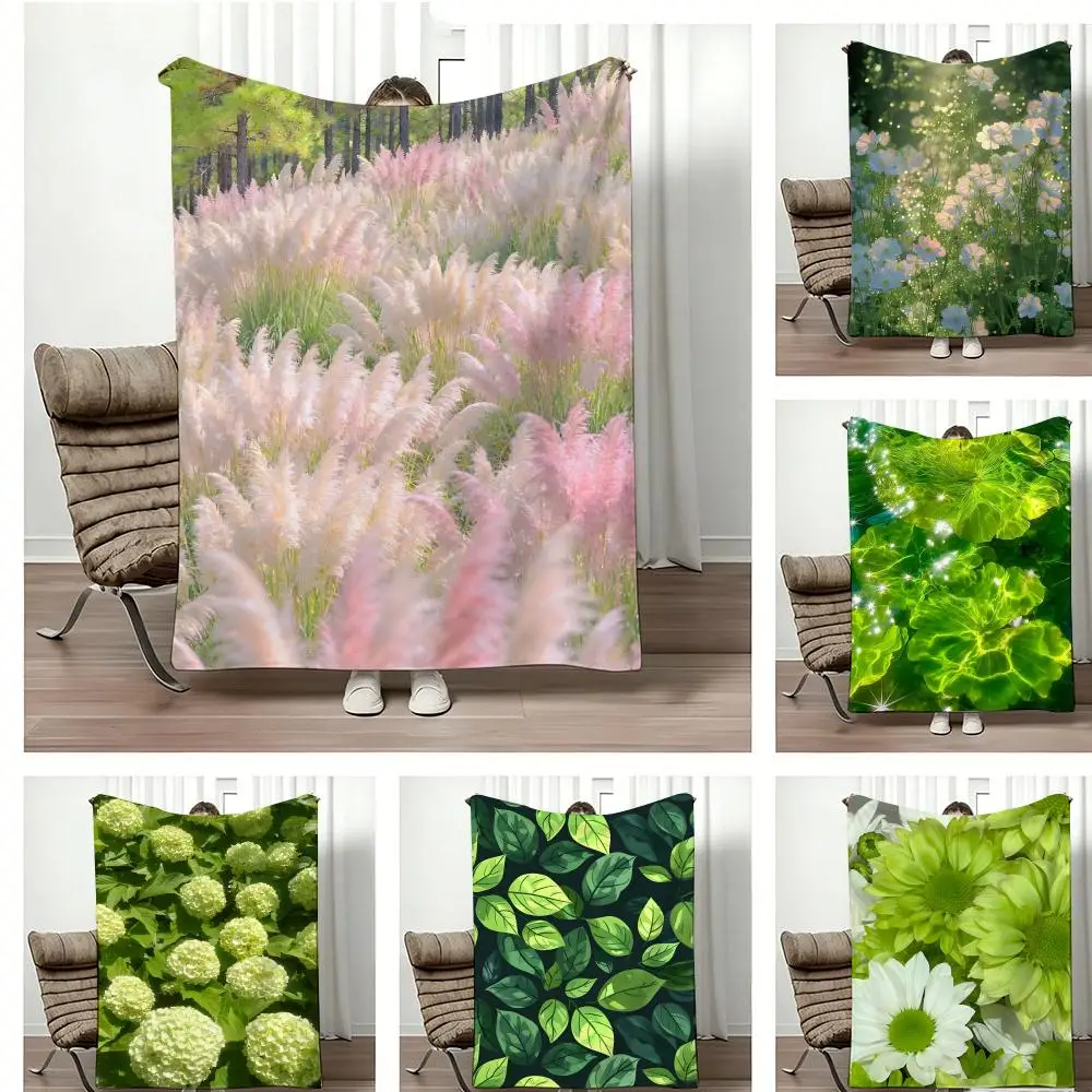 Nature Green plants Throw Lightweight 240g Flannel Blanket Soft Skin-friendly for Summer Cooling