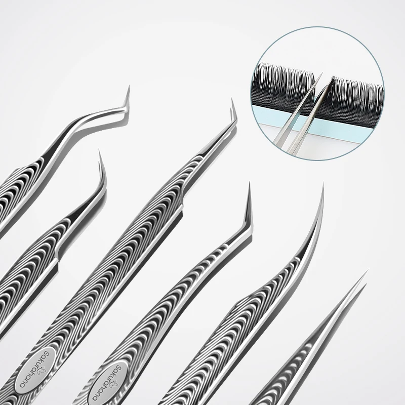 SAKURAHANA プロフェッショナル帯電防止まつげピンセット高精度ボリュームエクステンションステンレス鋼滑り止めメイクアップツール