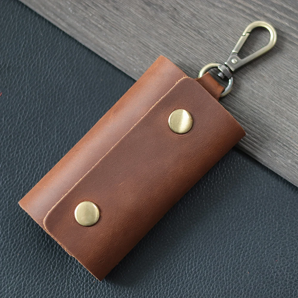 حامل مفاتيح جلدي للرجال - منظم حقيبة مفاتيح معلق على الخصر بمشبك حزام متعدد الوظائف