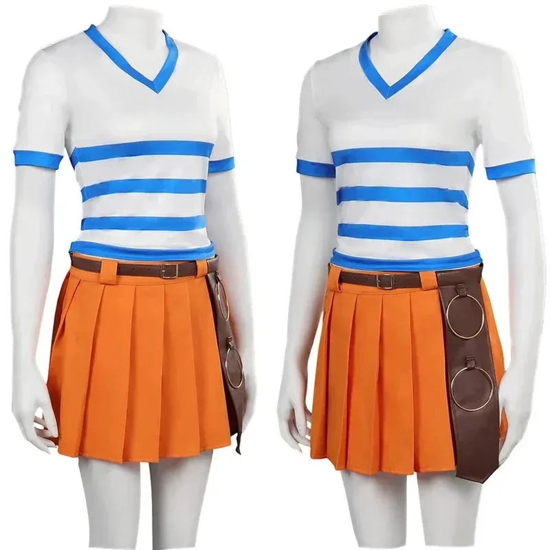 Nami Cosplay Fantasy Tops Skirt Belt Anime Live Action TV One Costume Disguise Adult Women Cosplay Roleplay Outfit