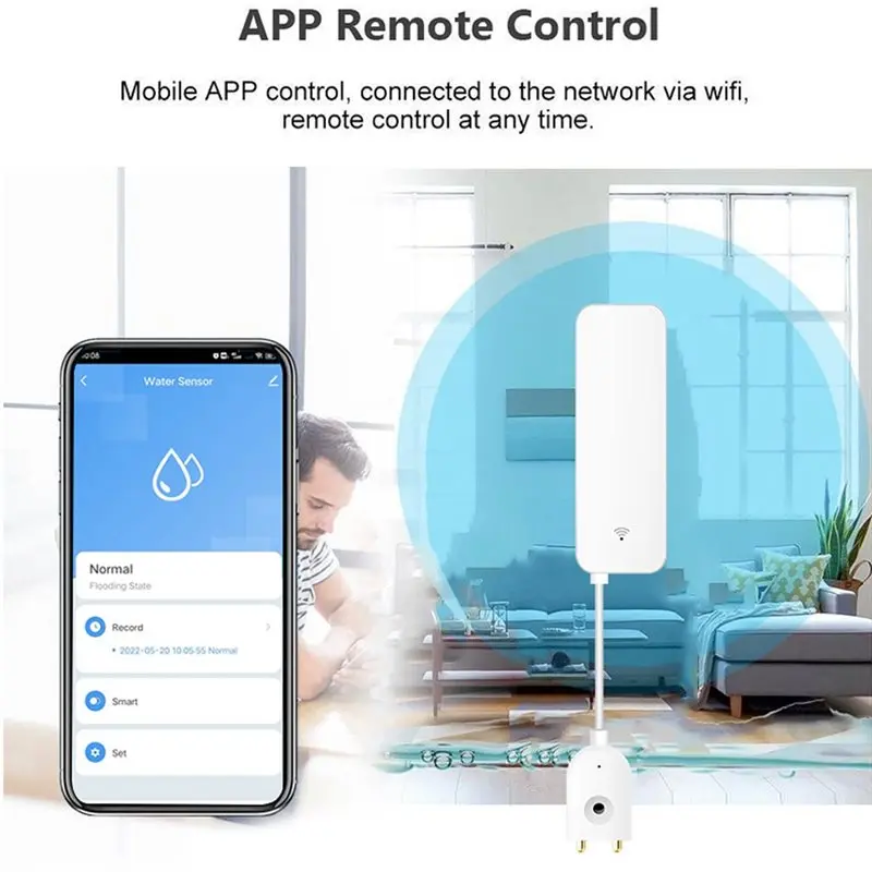 ABDJ-Tuya WIFI Smart Water Leak Sensor Flood Leakage Sensor Water Overflow Level Detector