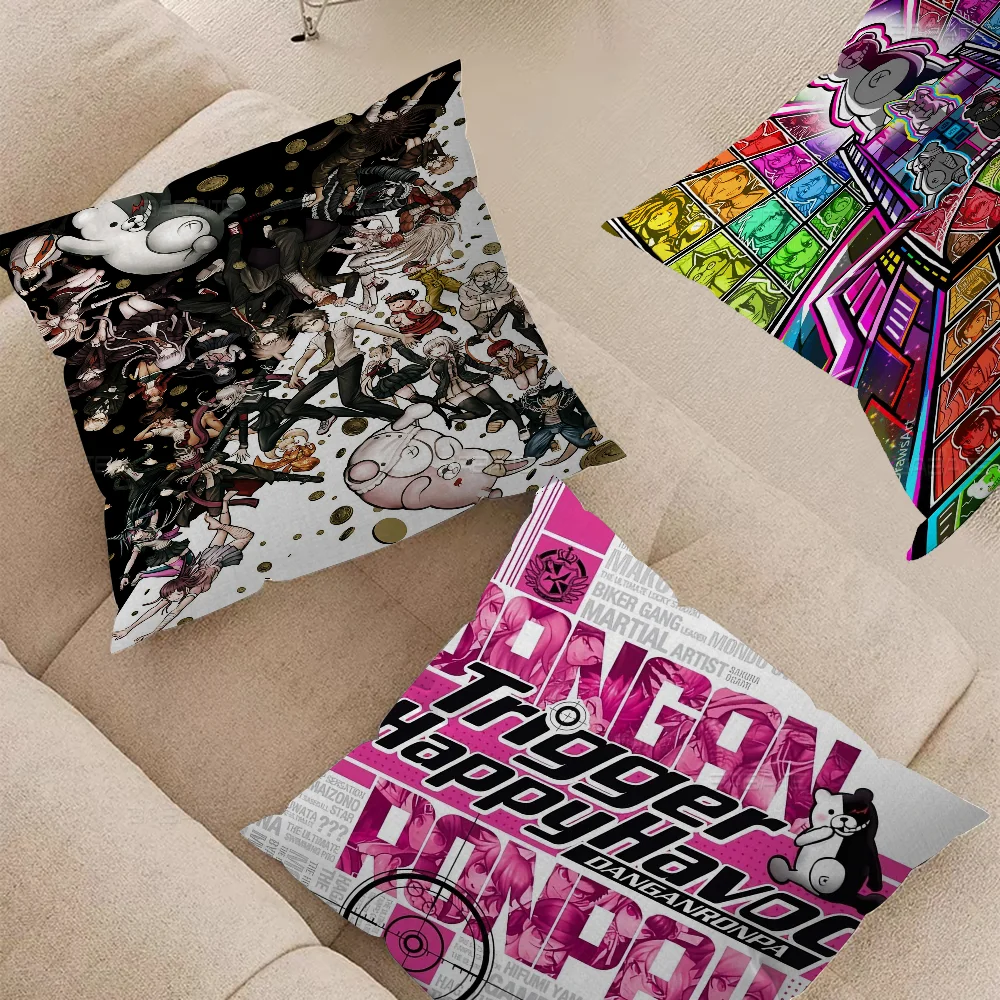 Anime Game D-Danganronpa Pillow Covers Cartoon Sofa Decorative Home Double-sided Printing Short Plush Cute Cushion Cover