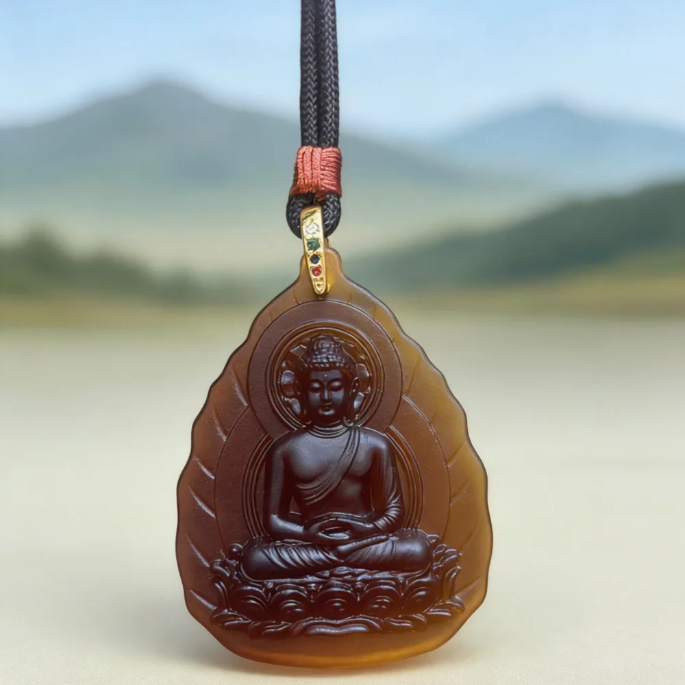 Chinese Style Lucky Liuli Buddha Pendant Necklace Eight Patron Saints For Chinese Zodiac Blessing Good Fortune Wealth Protection