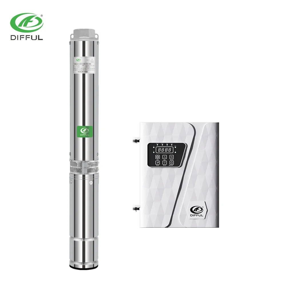 High Pressure Solar Deep Well Pump for Irrigation 1.5-6.5KW 24V 36V 50HZ 100M Max Deep Well Solar Water Pumping System