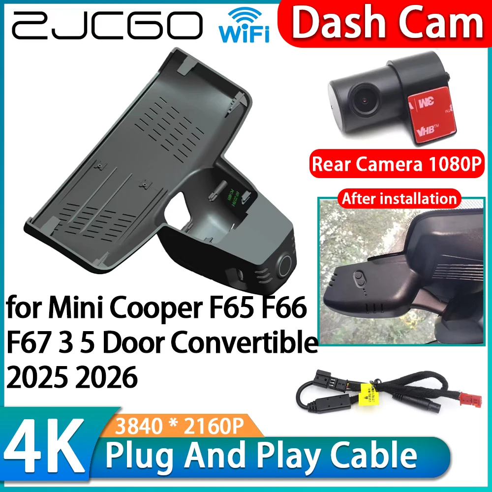ZJCGO for Mini Cooper F65 F66 F67 3 5 Door Convertible 2025 2026 4K Wifi DVR OEM Car Video Recorder Dash Cam Front Rear Camera