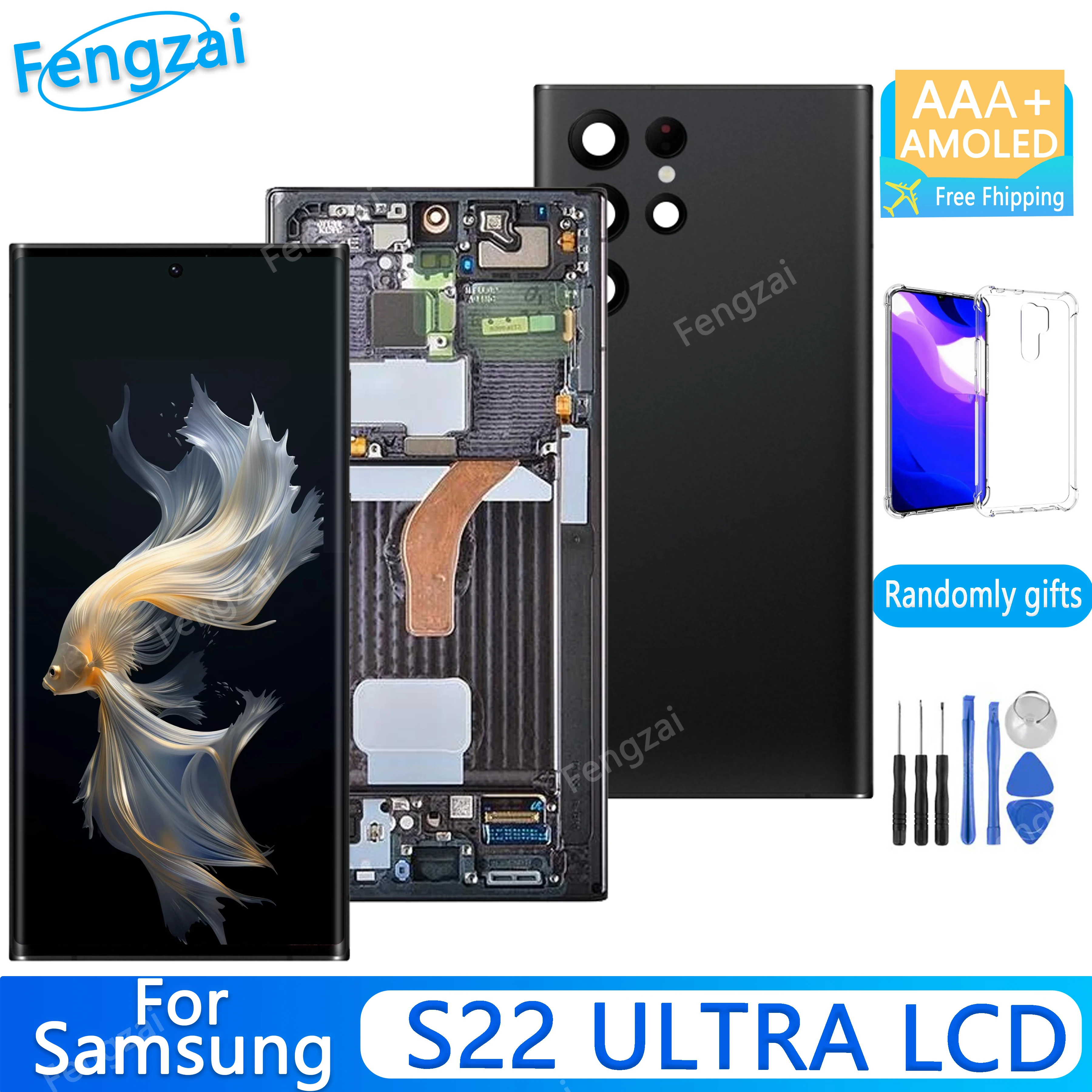 

AMOLED For 6.8" Samsung Galaxy S22 Ultra S908b LCD Display SM-s908 Touch Screen Digitizer Assembly Replacement Repair Parts