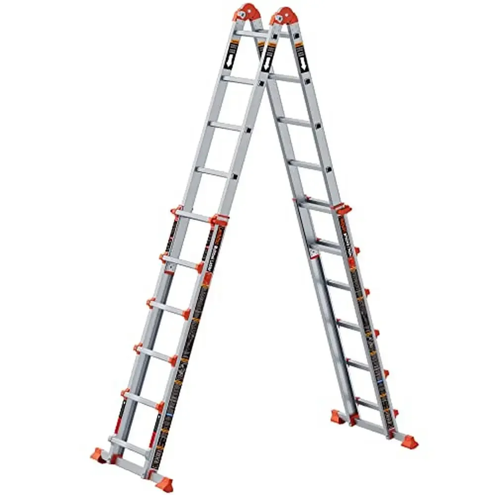 6 Step Aluminum Folding Telescoping Extension Ladder Anti-Slip Multi-Position 22 Ft Load 330 lbs Foldable Security Guard Safety