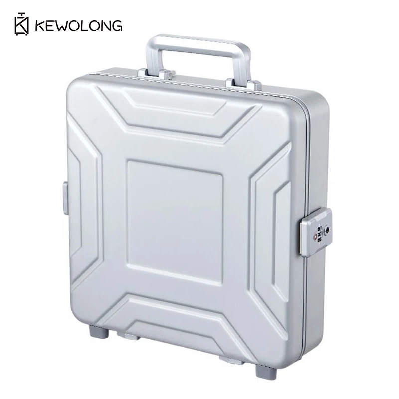 Full Square Metal Aluminum Magnesium Mini Tool Box, Handheld Travel Hard Case for Watch Jewelry Cigars Storage