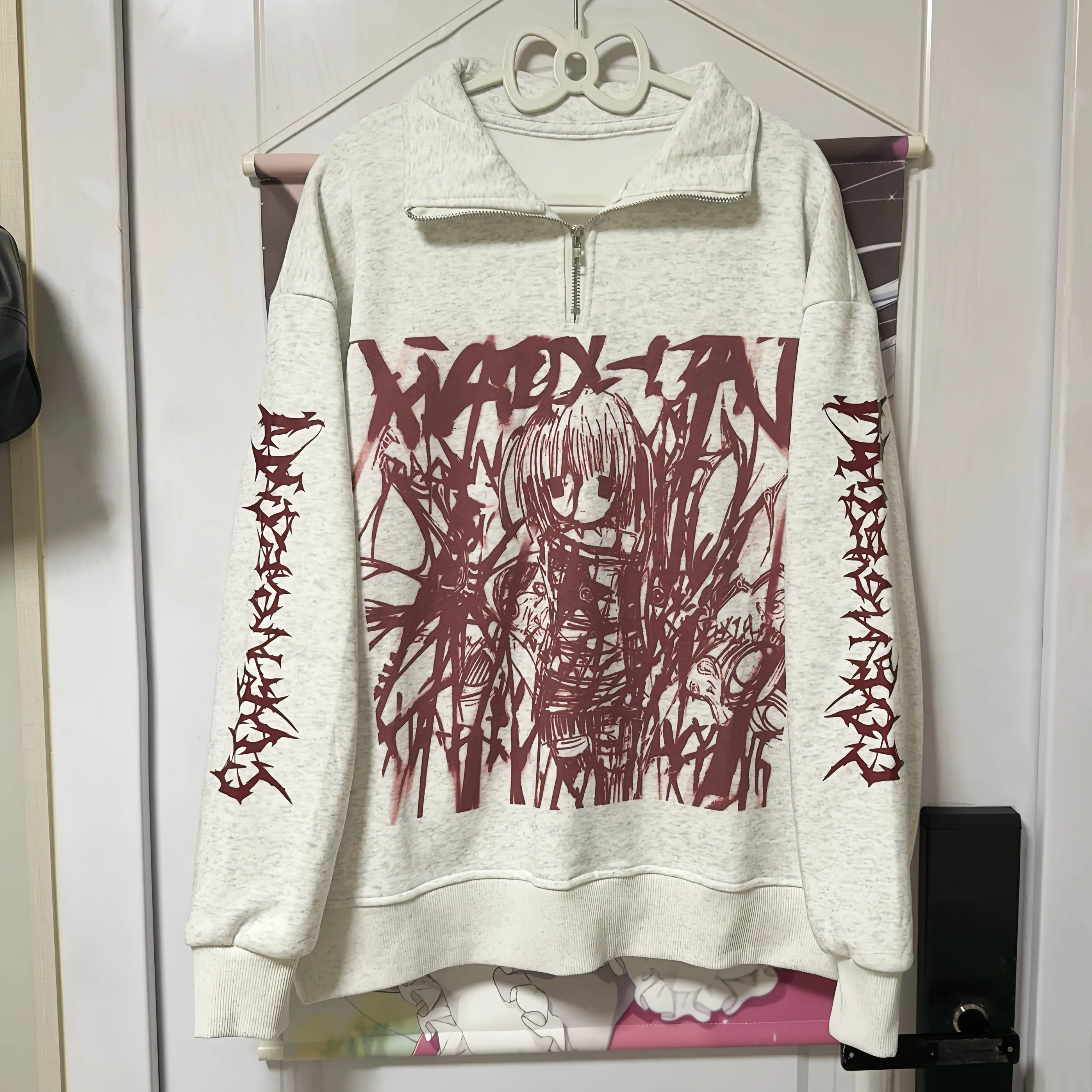 

Original Japanese Subculture Stand Collar Sweatshirt Autumn Winter Long Sleeve Pullover Top Cartoon Printing Students Hoodies