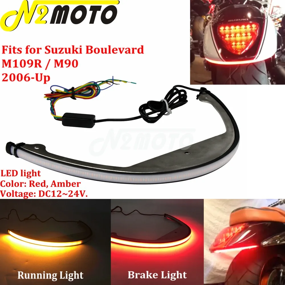 Dla Suzuki Boulevard M109R M90 LED Tail Tidy Fender Eliminator Bracket Sequential Switchback Tail Brake Turn Signal Light 06-Up