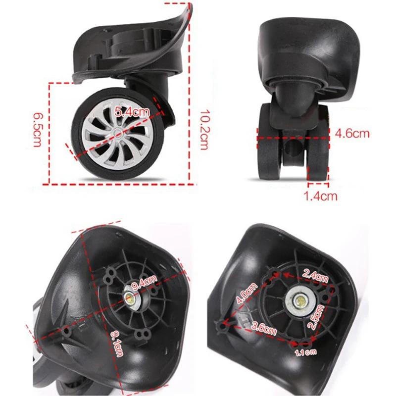 Universal 360 Graus Giratória Rodas, Ferramentas Roda Trolley, Mala, Bagagem, 4Pcs