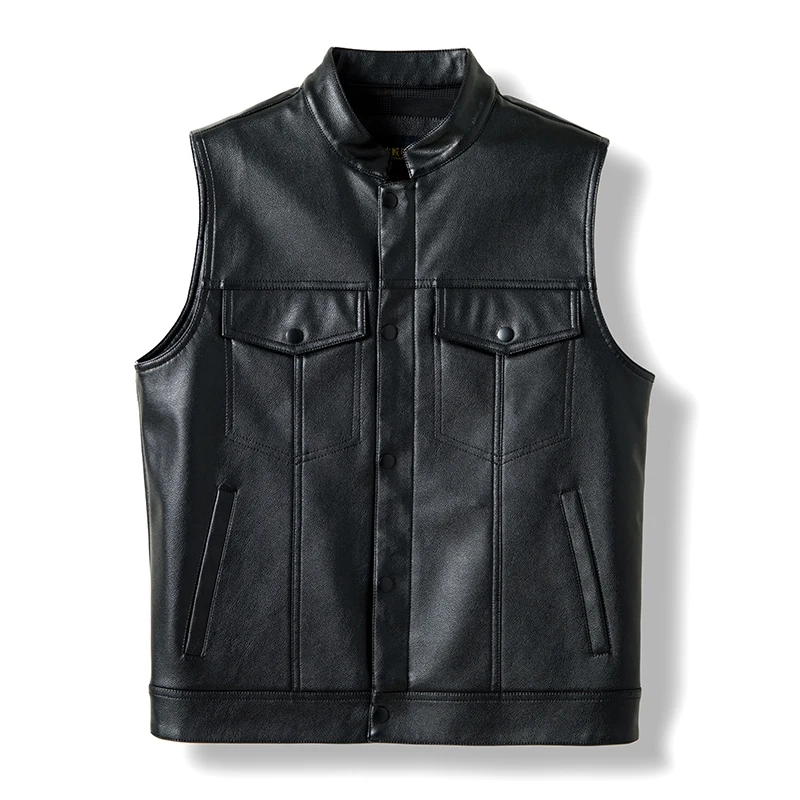 

Fashion Faux Leatherette Vests Men's PU Leather Vest Zipper Motorcycle Waistcoat Sleeveless Jacket Plus Size M-4XL Coat