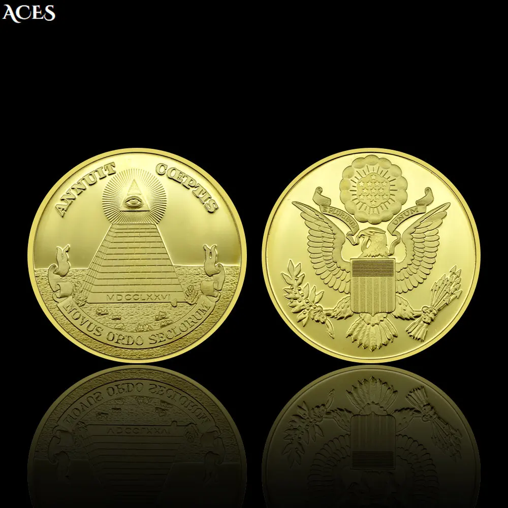 

Pyramid Gold Plated Coin Collection God‘s Eye of God Almighty Commemorative Coin Souvenir Desktop Ornaments Home Decor Gift