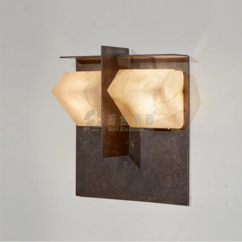

Spanish natural marble wall lamp retro Nordic corridor aisle stair lamp living room background