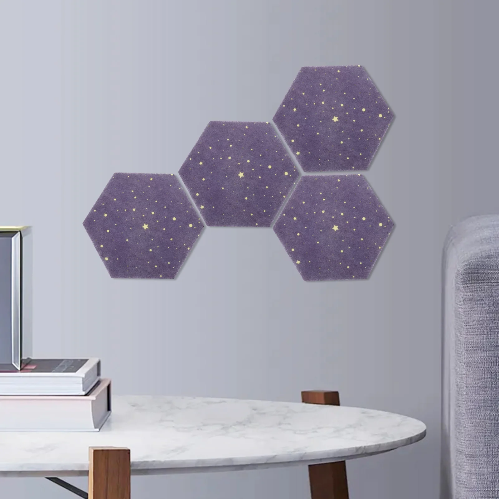 6pcs Hexagon Felt Wall Decor Bulletin Board Pin Board for Office Home Classroom Polyester Cork Boards Tiles Small