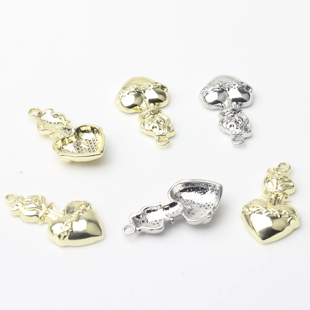 10pcs/lot Zinc Alloy Heart Torch Charms For DIY Fashion Earrings Necklace Jewelry Accessories