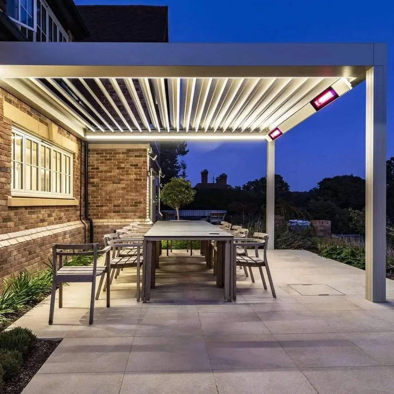 Outdoor 4x4 Wood Pergola WPC Kit Glass Aluminum Gazebo with Powder Coated Frame Manufactured by Outdoor Pavilions