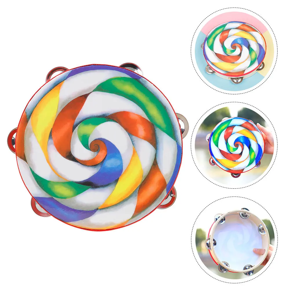 Kids Musical Hand Drum 8 Inch Double Sided Tambourine Percussion Instrument Educational Party Dance Toy