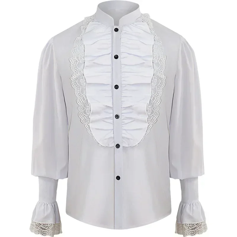 Men Halloween Cosplay Costume Clothing Chemise Tops  Pirate Shirt Vampire Renaissance Victorian Steampunk Gothic Ruffled
