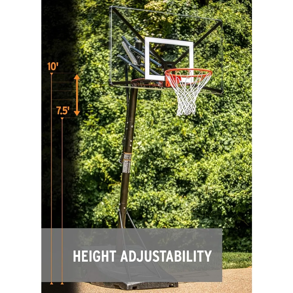 Outdoor Basketball Stand, Portable Basketball Door,Adjustable 10 Feet - Providing 50 Inch and 54 Inch Basketball Goal Backboards