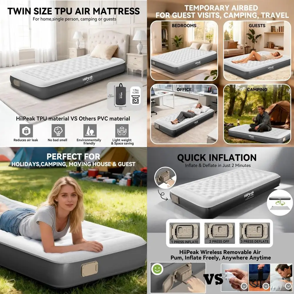 

Portable Self-Inflating TPU Air Mattress with Detachable Pump for Camping, Home, and Travel