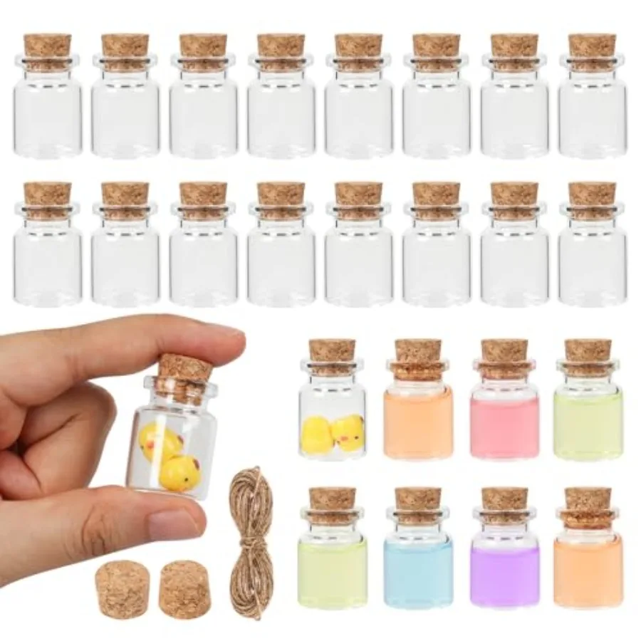 Mini Glass Bottles With Cork 5 ml, 24 Pack Tiny Jars, Small Potion Vials, Spell Jars, Sand Bottles, Little Decorative Bottles f