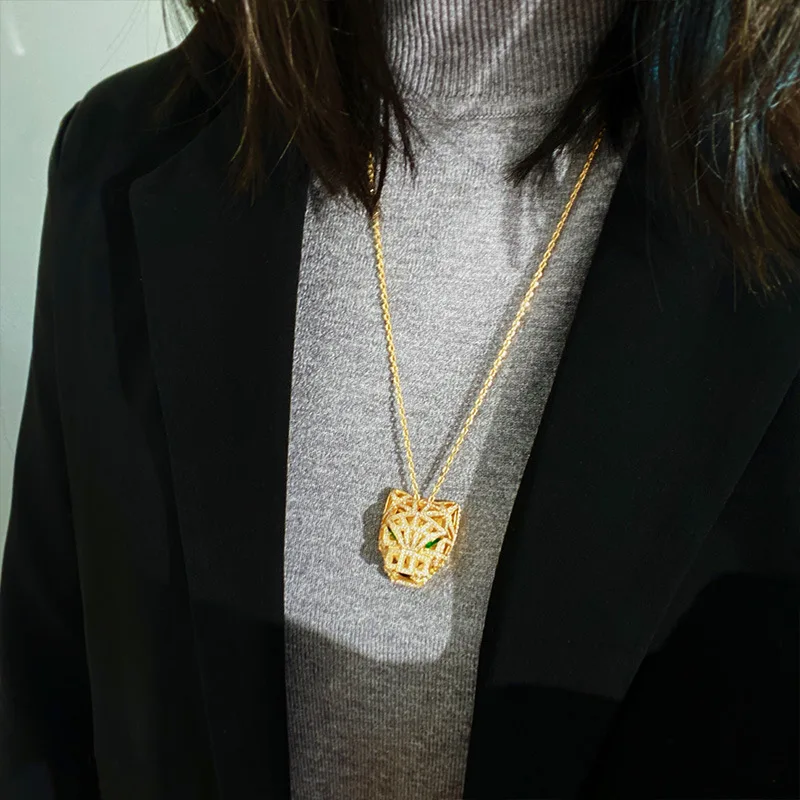 High Quality Gold/Silver Color Long  Fashion The Leopard Head Necklace For Women Fashion Jewelry LN033