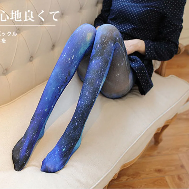 New Japanese Star Velvet Thick Leggings Stockings Pantyhose Printed Tattoo Socks Women\'s Autumn and Winter Thigh High Stockings