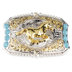 Golden Horse Belt Buckle Decorative Animals Patterned