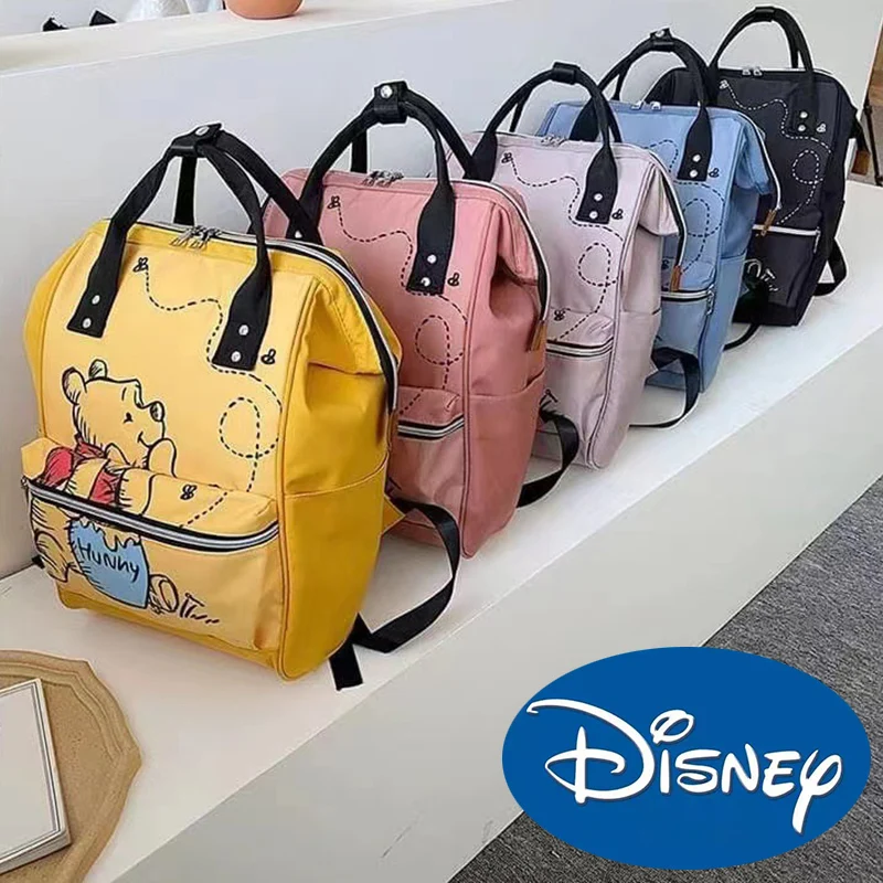 38cm Disney Winnie The Pooh Backpack Anime Large Capacity Travel Mommy Bag Women\'S Backpack Knapsack Cartoon Kids Schoolbag Gift