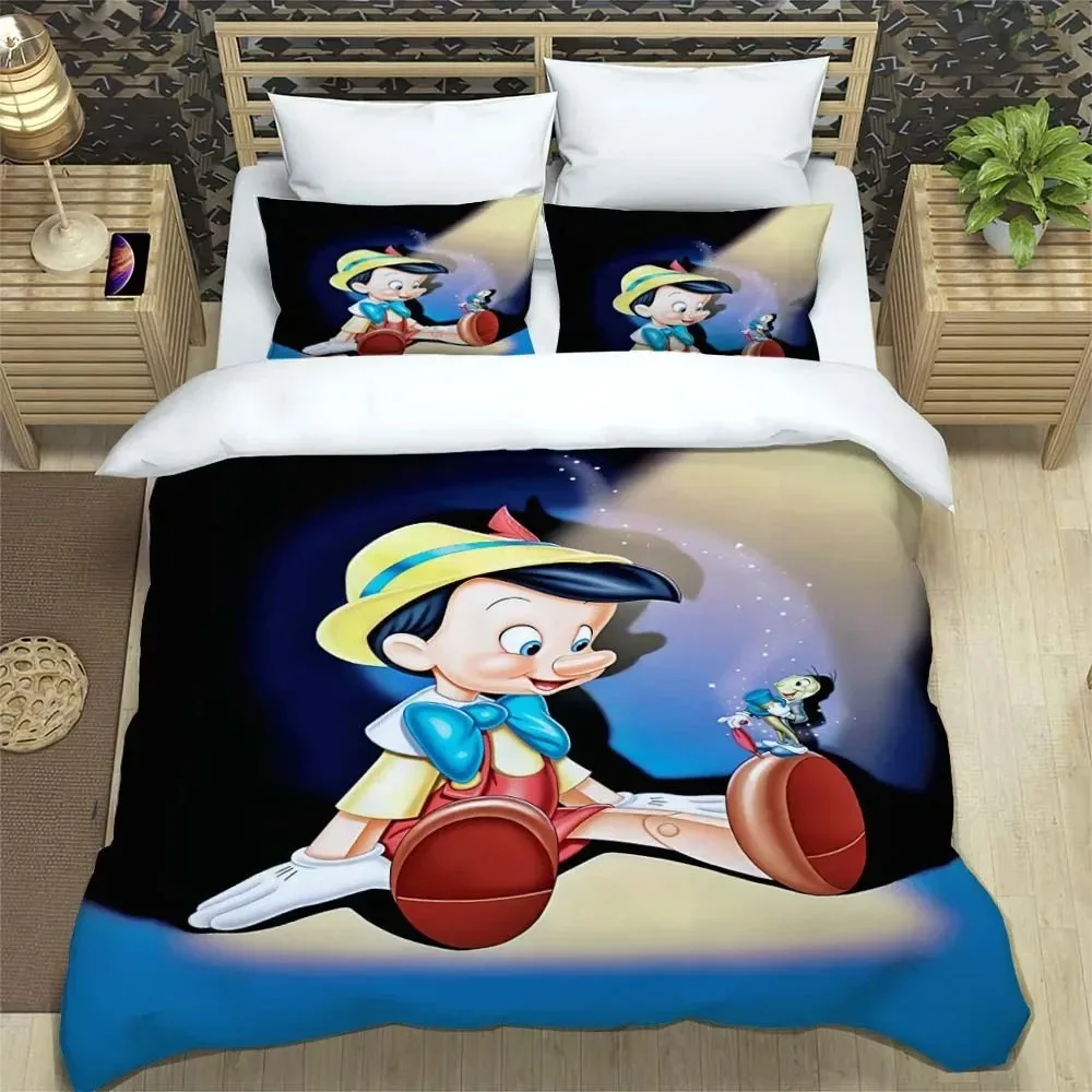 Pinocchio cartoon bedding set home bedroom duvet cover pillowcase, room decoration, Disney cartoon print, boy and girl gifts