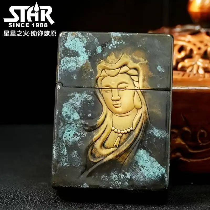 STAR ST9 NEW Bronze Buddha Fuel Lighter, Unique Craft Lighter, Cigarette Accessories, Men's Gift