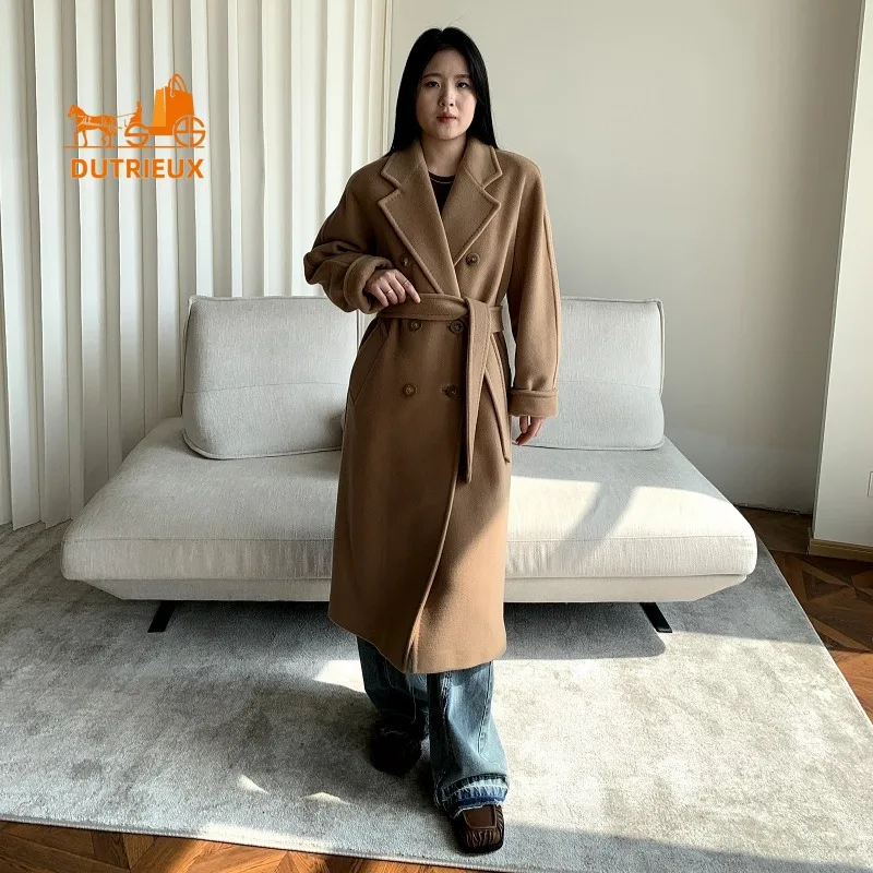 

With Box Women's Coat Double-sided 10% Cashmere 90% Wool Women's Long Coat Jacket, 2024 Winter New Long Cashmere Coat Women