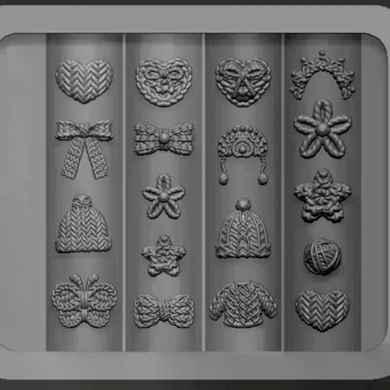 Retro Pattern 3D Silicone Nail Mold DIY Weaving Sweaters Bows Flower Design Transparent Nail Template Nail Art Decoration