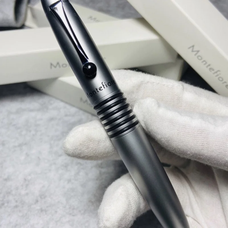 الراقية الشعور الثقيل النحاس معدن أسود فضي الرول الكرة القلم القرطاسية مكتب طالب سميكة برميل أقلام للرجال هدية