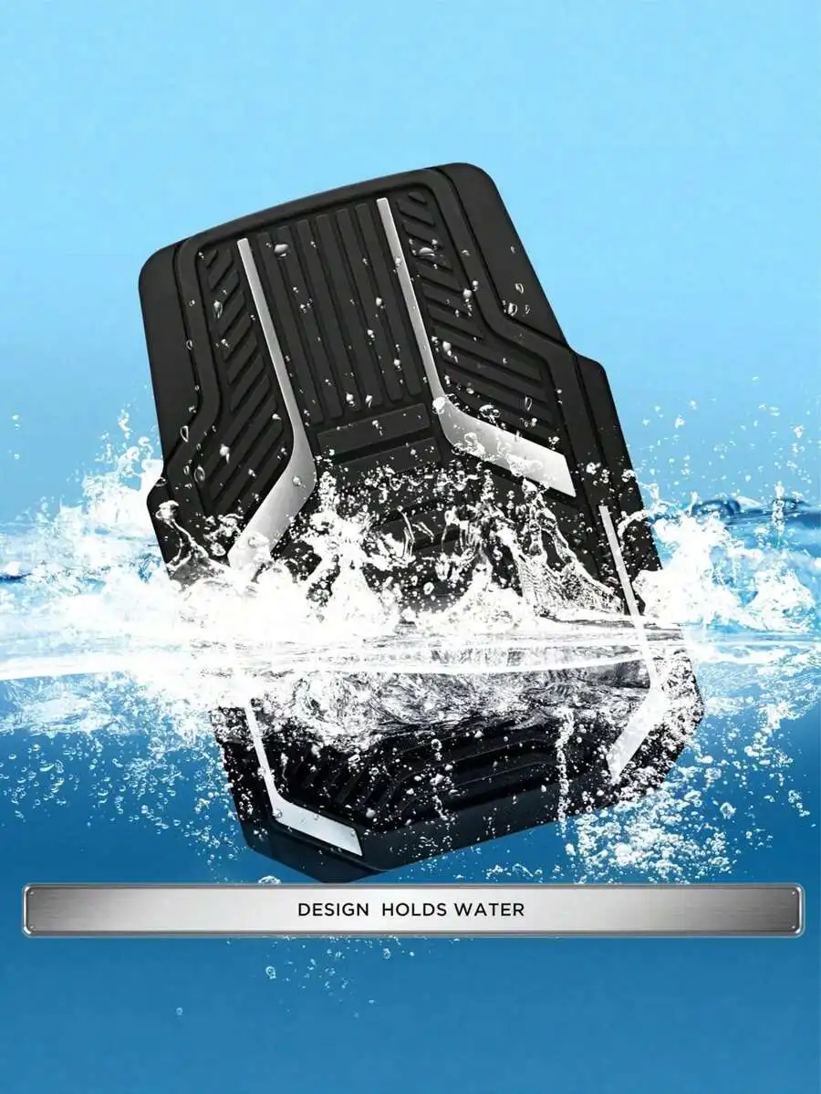 4pcs Universal All-Weather Car Floor Mats Set, Red & Black Geometric Pattern Non-Slip Rubber Floor Mats, Full Coverage Front &