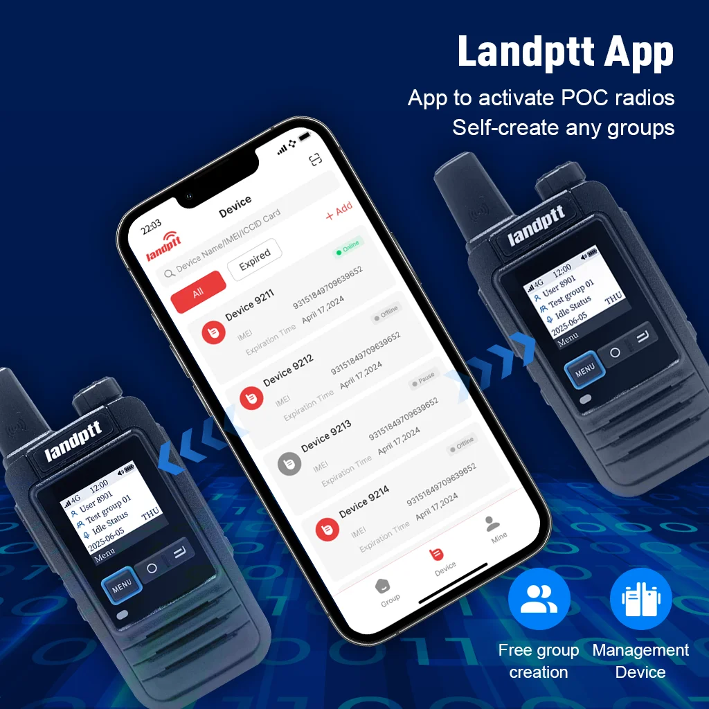 Landptt A9 4g Walkie Talkie Radio Long Range Free Platform Large Battery Internet POC PTT Long Distance Radio Communicator