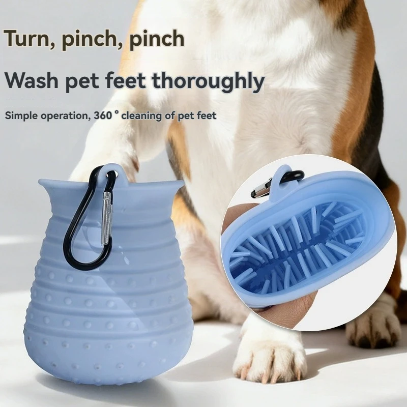 

Portable Dog Paw Cleaner Cup with Microfiber Towel, Silicone 360° Pet Foot Washer with Carabiner for Dogs Cats Outdoor Cleaning