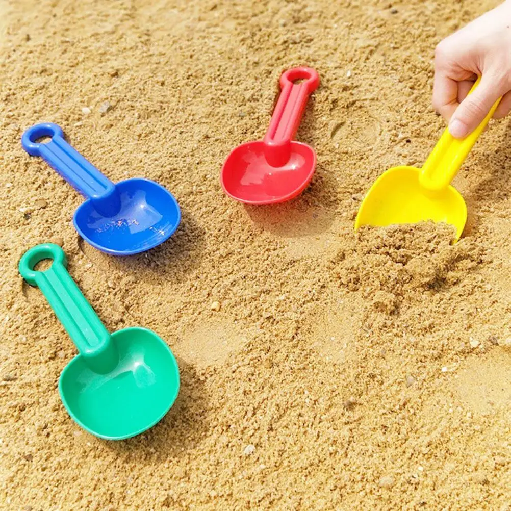 8 pçs pá de areia brinquedos crianças praia sandbox jogar pás aleatórias 4 colheres material pp leve verão diversão promover
