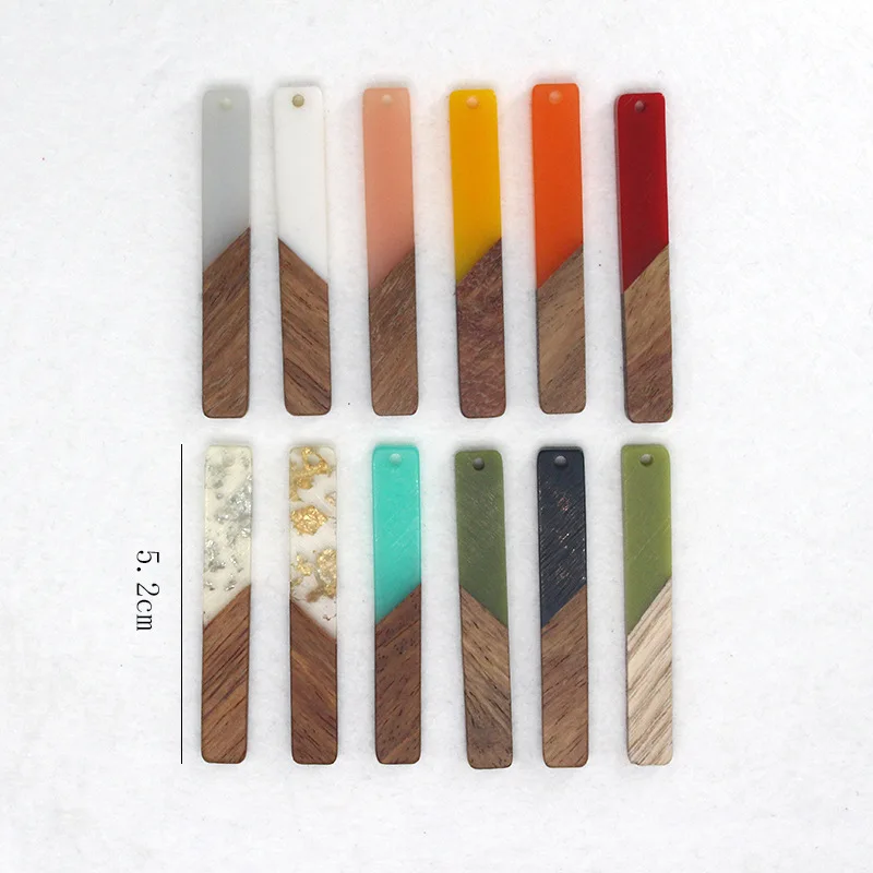 5Pcs Resin & Walnut Wood Pendants Long Rectangle Teardrop Wooden Charms for Jewelry Making DIY Dangle Earrings Necklace Supplies