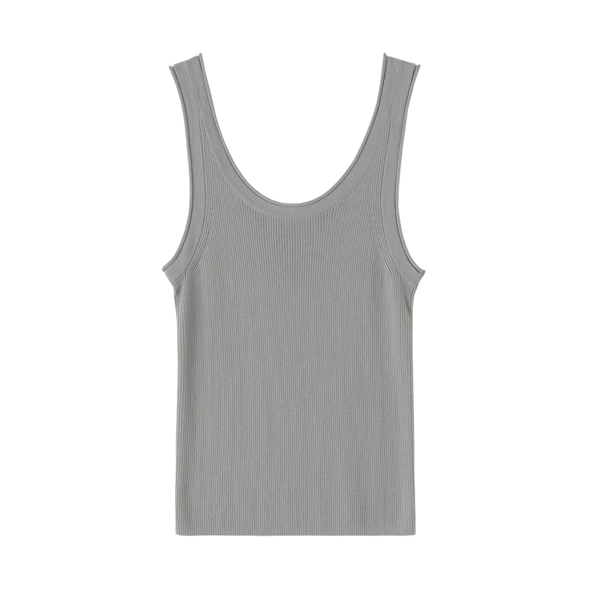 

Solid Color Rib Knit Vest 25 Summer New Stretchy Slim Fit Tank Top Women